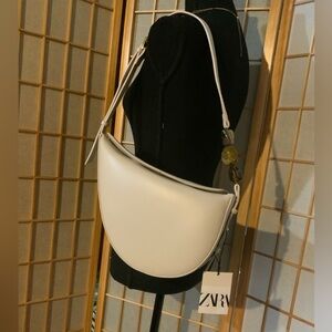 Zara Cream Shoulder Bag with Bead Accent